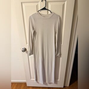 Old Navy Cream Long Sleeve Ribbed Dress